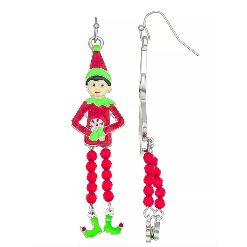 Silver Tone Dangle Christmas Elf Earrings NWT Kohl's